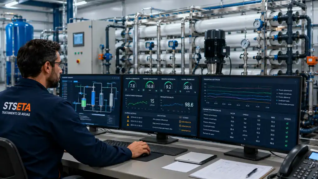 Tecnico de sat controlando parametros